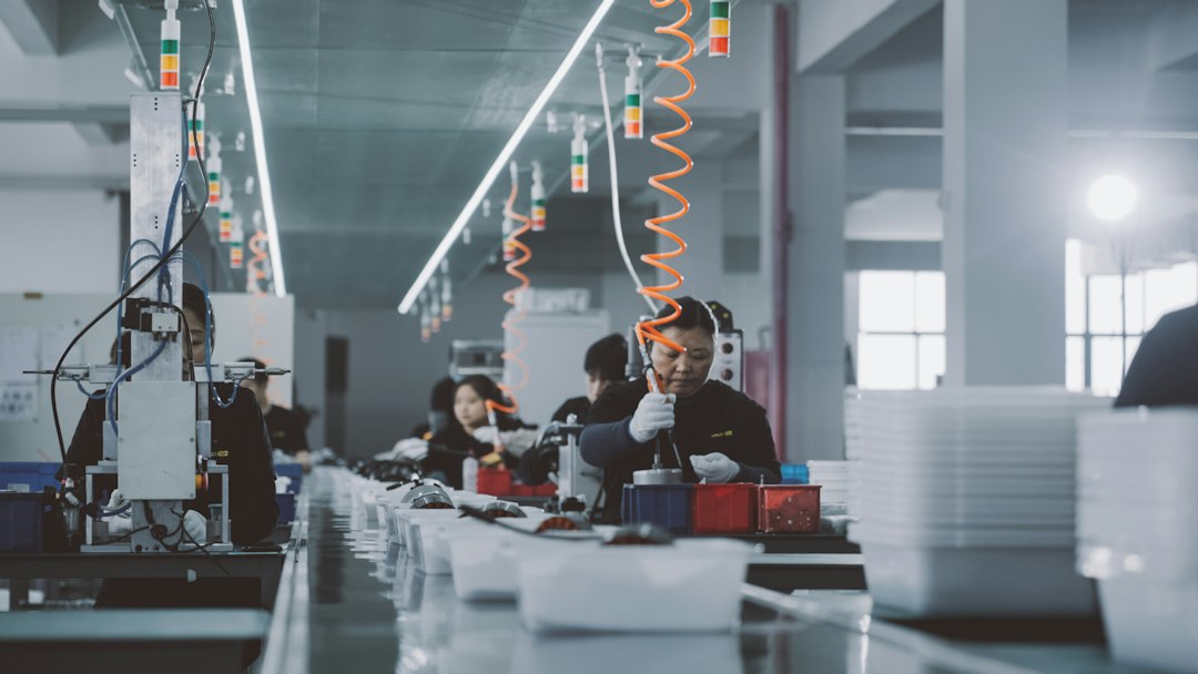 Manufacturing workers on a factory production line
