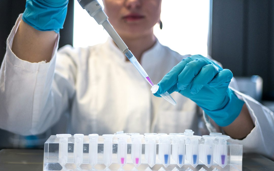 Pharmaceutical scientist working with samples in a laboratory